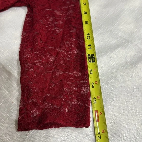 (N3) Wishes Wishes Wishes Red vintage Lace Long Sleeve Dress, Sz L - Picture 9 of 10